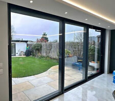 ALUMINIUM SLIDING PATIO DOORS GREY EXTERNAL DOUBLE GLAZED EXTERIOR
