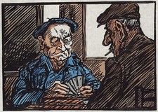 Richard Cole - Signed Woodcut - The Card Players - 24/50 - 1982 - France