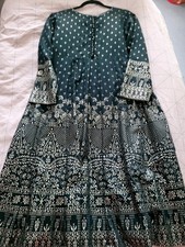  GREEN JUNAID JAMSHED 3 PC SUIT  16y. Silk and organza Pakistani wedding outfit