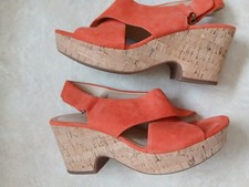 Clarks Women Orange Cork Wedge