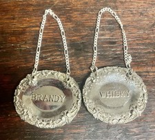 Vintage Silverplate Brandy Whisky Decanter Labels