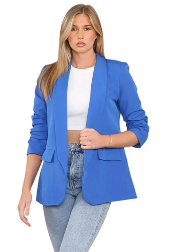 Women ruched sleeve blazer - ruched,
