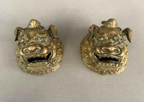 Bronze foo dog heads - dog,