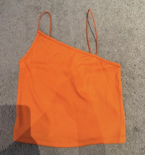 Orange spaghetti strap crop - spaghetti,