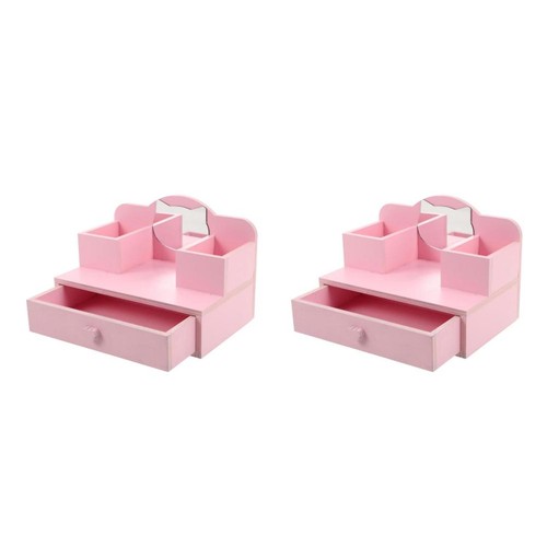 Pink wooden doll vanity - wooden, table