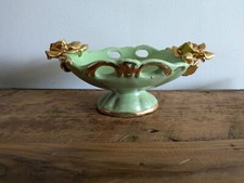 GREEN VTG GILT ORNATE ROSE