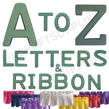 Funeral Tribute LETTER'S and PLEATED RIBBON SET Floral Foam Memorial Tribute UK