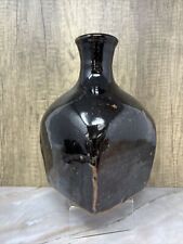 Trevor Corser Tenmoku Glazed Slab Sided Vase for Leach pottery St Ives #460