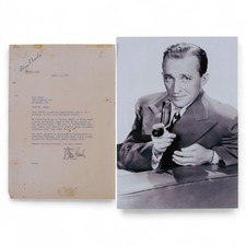 Signed Bing Crosby Hollywood' Letterhead With A Black And White Photograph