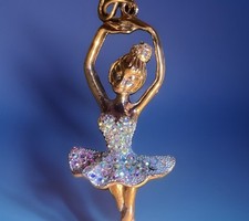 Rose Gold plated Ballerina Figurine embedded with multicoloured  rhinestones 