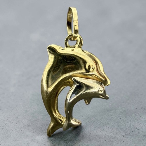 Double dolphin charm - dolphin, pendant