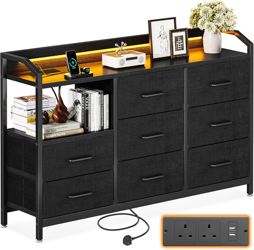 Odk black chest drawers - black,