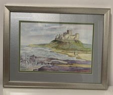 Original Signed Watercolour by Jenny Appleby, Bamburgh Castle Mounted and Framed