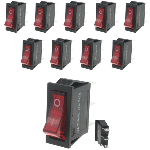 Rocker switch red 10 - red,