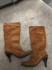Bertie Tan Suede Leather Slouch Boots Size 5