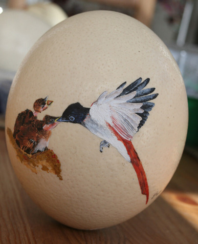 Ostrich egg with hand painted