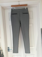 PEACOCKS Dogtooth Leggings Black & White Stretch With Elastic Waist UK Size 12
