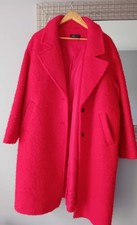 Ladies Boucle Orangey-Red Single Breasted Lined Coat Size 22 From M&S