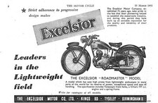 1951 Advert for EXCELSIOR 'Roadmaster Model' Motor Cycles Small Vintage Print Ad