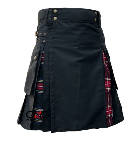 Men scottish gothic kilt black - scottish,