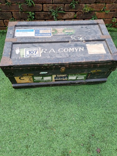 Vintage steamer trunk travel - trunk,