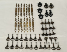 Large Lot Of Vintage Hardware Drawer Door Pulls Handles Knobs Brass Metal Retro
