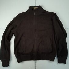 BLUE HARBOUR Jumper Medium Brown Full Zip Mens Cotton Fleece Lined