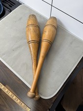Vintage Indian Wooden Clubs For Exercise Set Of 2 Preloved