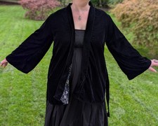SALE black Velvet kimono top 10 12 14 16 18 20 22 boho wedding plus jacket