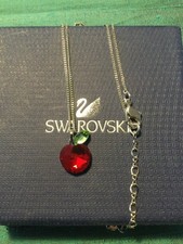 Genuine Signed Swarovski FRUITY Red Apple Necklace Pendant, Boxed with Tag