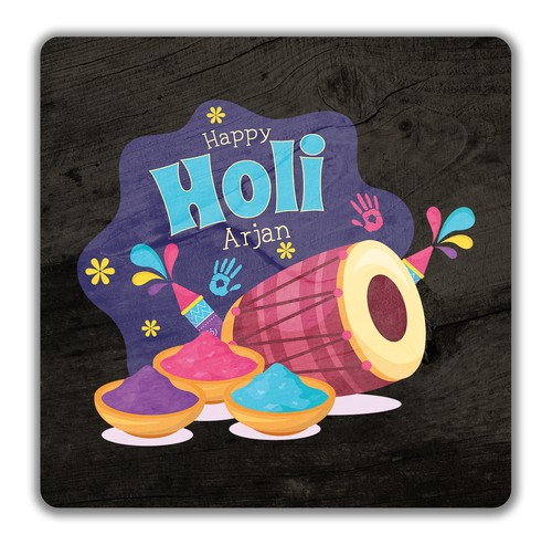 Personalised happy holi dhol - personalised,