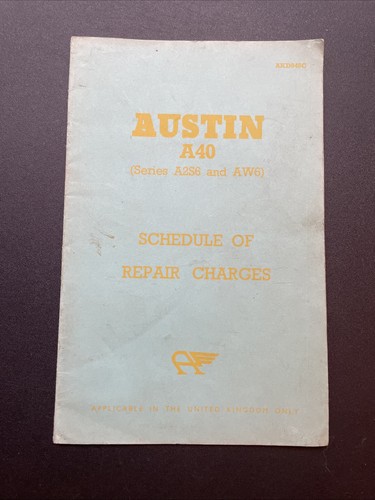 Austin a40 schedule repair - schedule, of