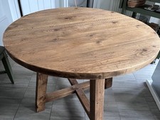 AGGDAN RUSTIC SOLID OAK WOOD ROUND DINING TABLE - NON TOXIC - 5 star reviews