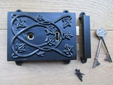 SOLID CAST IRON door latch traditional old fashion repro vintage door rim lock