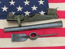 1951 Korean War US ARMY Pick Mattock Axe with Carrier Cover Case & Wooden Handle