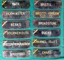 VINTAGE POST OFFICE SORTING OFFICE DESTINATON SIGNS for BASKETS/TROLLEYS