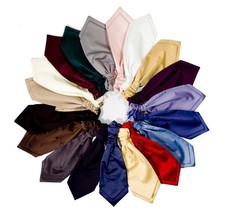 RUCHE TIE CRAVAT SATIN VARIOUS COLOURS PRE-TIED SCRUNCH FORMAL WEDDING GROOM NEW