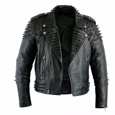 Mens Studded Spikes Leather