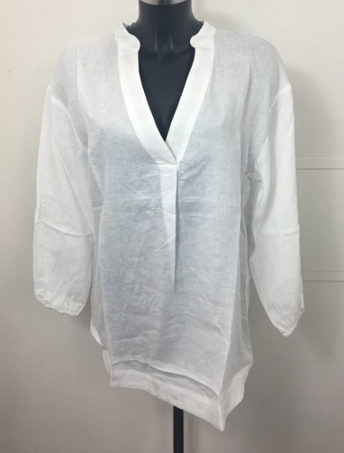 Boden 100 linen white - white, neck