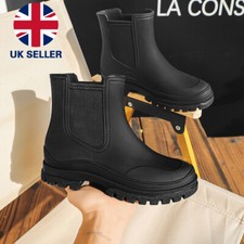 Womens Chelsea Wellington Rain Boots Waterproof Ankle-Wellies Water Shoes Size