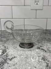 Beautiful Vintage Sterling Silver Footed Glass Gravy Boat !!FREE SHIPPING!! 🚀🚀
