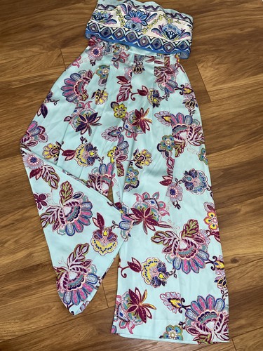 Zara strapless floral wide leg - floral,