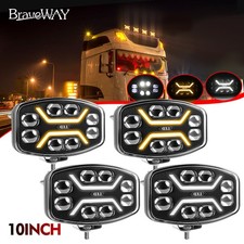 4X 10" Jumbo Oval LED Spot Lamp Demmon Dual W & Amber DRL Driving Light 12v 24v