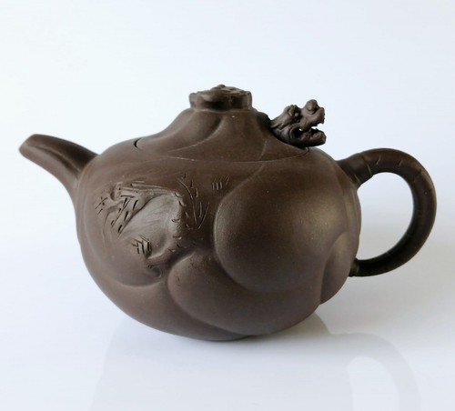 Yixing brown dragon teapot - dragon,