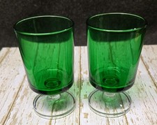 Vintage Green Wine Glasses French Luminarc Cavalier Short Stemmed.