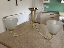 3 Arm brass Ceiling Light with Uplighter Glass Shades