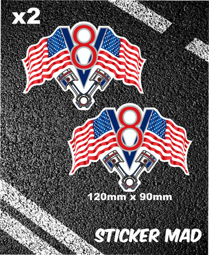 American flags stickers v8 - v8,
