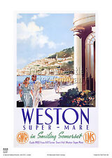 WESTON SUPER MARE SOMERSET TRAVEL POSTER VINTAGE RETRO RAILWAY MEMORABILIA  