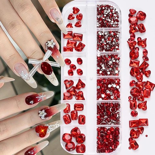 180pcs flatback glass nail - ab,