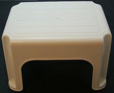 Plastic Step Up Stool Cream Multi Purpose Stool Light Weight Kitchen Bathroom